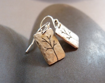 Tree earrings, dangle, natural, small earrings, gift for graduation, gift for her, gift for wife, birthday, 30th birthday, anniversary gift