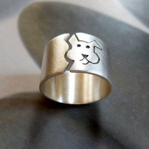 Dog ring, wide band, personalized pet, dog lover gift, birthday gift, pet memorial jewelry, dog jewelry, gift for her, Sterling silver image 5