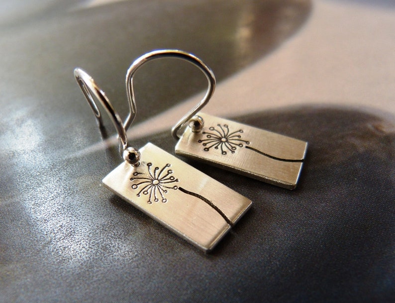 Dandelion earrings, handmade dangle earrings, floral gift for daughter, 30th birthday gift, 20th birthday, small gift, everyday wear image 2