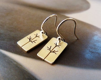 FEDEX SHIPPING Trees Sterling silver earrings, dangle earrings, natural jewelry, small earrings, birthday gift for her