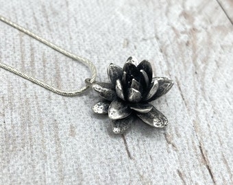 Sempervivum Sterling silver necklace