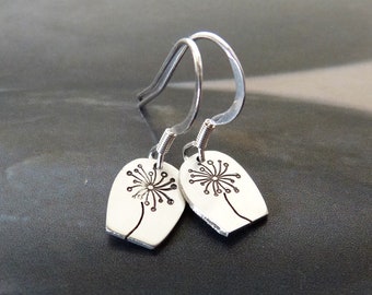 Dandelion Sterling silver earrings, dangle earrings, gift for daughter, 30th birthday gift, 20th birthday, small gift, everyday wear