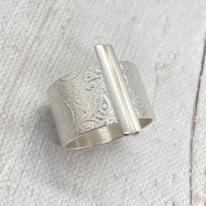 Paisley Silberring, Sterling Silberring, Statement Ring, breiter Bandring, Geschenk für Frau, 40 Bild 2