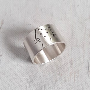 Cat ring, silver cat, personalized pet, cat heads, kitty, cat lovers gift, for girls, graduation gift, sister gift, cute cat, crazy cat lady image 3