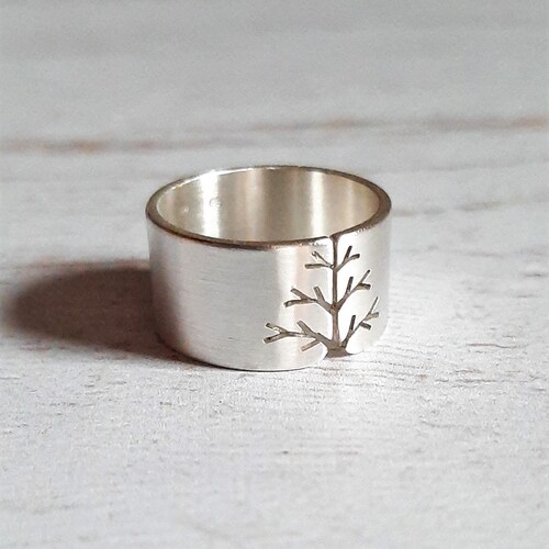 Bague arbre en argent pour femme, bague nature pour femme, bague en argent sterling pour homme, cadeaux d'anniversaire pour homme, bague large bande