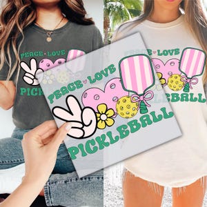 Peace Love Pickleball DTF Transfer for Ready to Press, Pickleball Lover Ready to Apply for Heat Press, Pickleball DTF Prints, Direct To Film