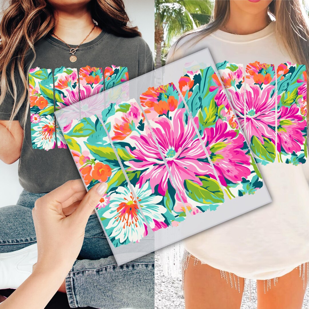 Preppy Summer Brushstroke Flower DTF Transfer for Ready to Press, Boho ...