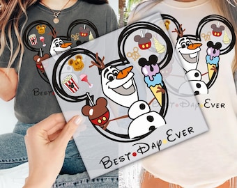 Disney Olaf Best Day Ever DTF Transfer for Ready to Press, Disney Snacks Ready to Apply for Heat Press, Disney DTF Prints, Shirt Transfer