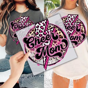 Leopard Cheer Mom DTF Transfer for Ready to Press, Cheer Mama Ready to Apply for Heat Press, Sport Mom DTF Prints,Cheerleader Direct To Film