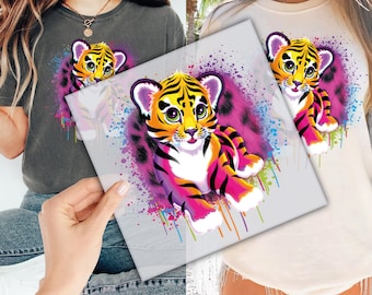 Vintage Tiger DTF Transfer for Ready to Press, 90s Inspired Tiger Ready to Apply for Heat Press, Retro Tiger DTF Prints, Direct To Film