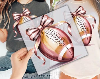 Coquette Football DTF Transfer for Ready to Press, Football Bow Ready to Apply for Heat Press, Football Season DTF Prints, Direct To Film