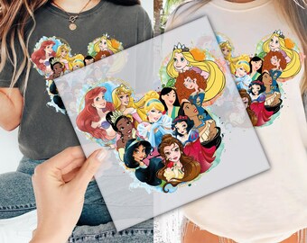 All Disney Princess Inside Mickey Head DTF Transfer for Ready to Press, Disney World Ready to Apply for Heat Press, DTF Print,Shirt Transfer