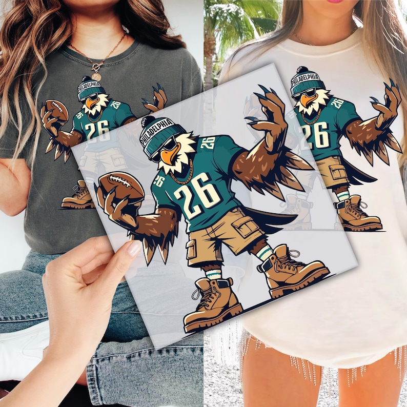a woman holding up a picture of a football player