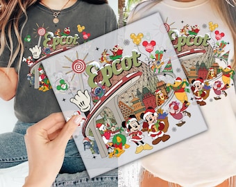 Epcot Christmas DTF Transfer for Ready to Press, Mouse And Friends Epcot Ready to Apply for Heat Press, Disney Christmas DTF Print, Xmas Dtf