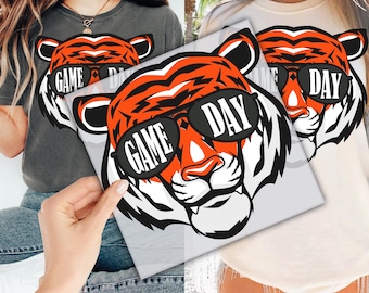 Game Day Sunglasses Tiger DTF Transfer for Ready to Press, Basketball Mascot Ready to Apply for Heat Press, Tigers DTF Prints,Direct To Film