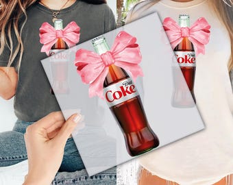 Diet Coke Pink Bow DTF Transfer for Ready to Press, Coke Lover Ready to Apply for Heat Press, Diet Coke Drinker DTF Prints, Diet Coke Fan