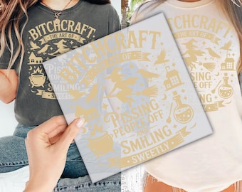 Bitchcraft Ready to Apply for Heat Press, Witchy Halloween DTF Transfer for Ready to Press, Funny Witch DTF Print, Witchcraft Direct To Film