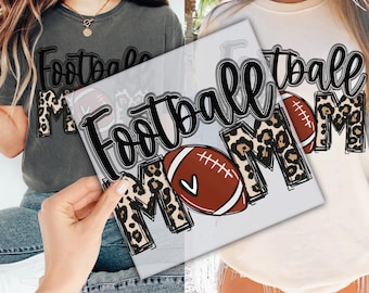 Football Mom DTF Transfer for Ready to Press, Leopard American Football Ready to Apply for Heat Press, Sport Season DTF Print,Direct To Film