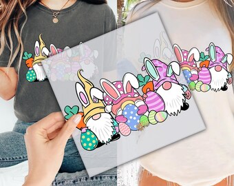 Easter Bunny Gnomes DTF Transfer for Ready to Press, Easter Bunny Ears Ready to Apply for Heat Press, Easter Eggs DTF Prints, Easter Gnomes