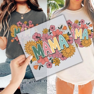 Wildflowers Mama DTF Transfer for Ready to Press, Mother&#39;s Day Ready to Apply for Heat Press, New Mom Gift DTF Print, Retro Floral Mama Dtf