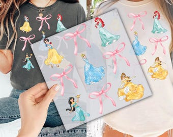 Disney Princess Coquette Bow DTF Transfer for Ready to Press, Disney Princess Ready to Apply for Heat Press,Disney DTF Prints,Direct To Film