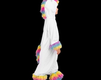 Einhorn Overall "Rainbow"  Kinder Unicorn Kostüm Verkleidung Fasching Karneval Mottoparty Kindergeburtstag (super softe Qualität)