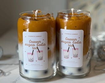 Realistic Brown Sugar Boba Candle | Bubble Tea Dessert Candle (16 oz)