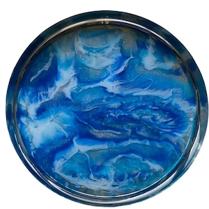 Seascape - Stunning Heavy Duty Decorative Tray with Resin Art Inlay