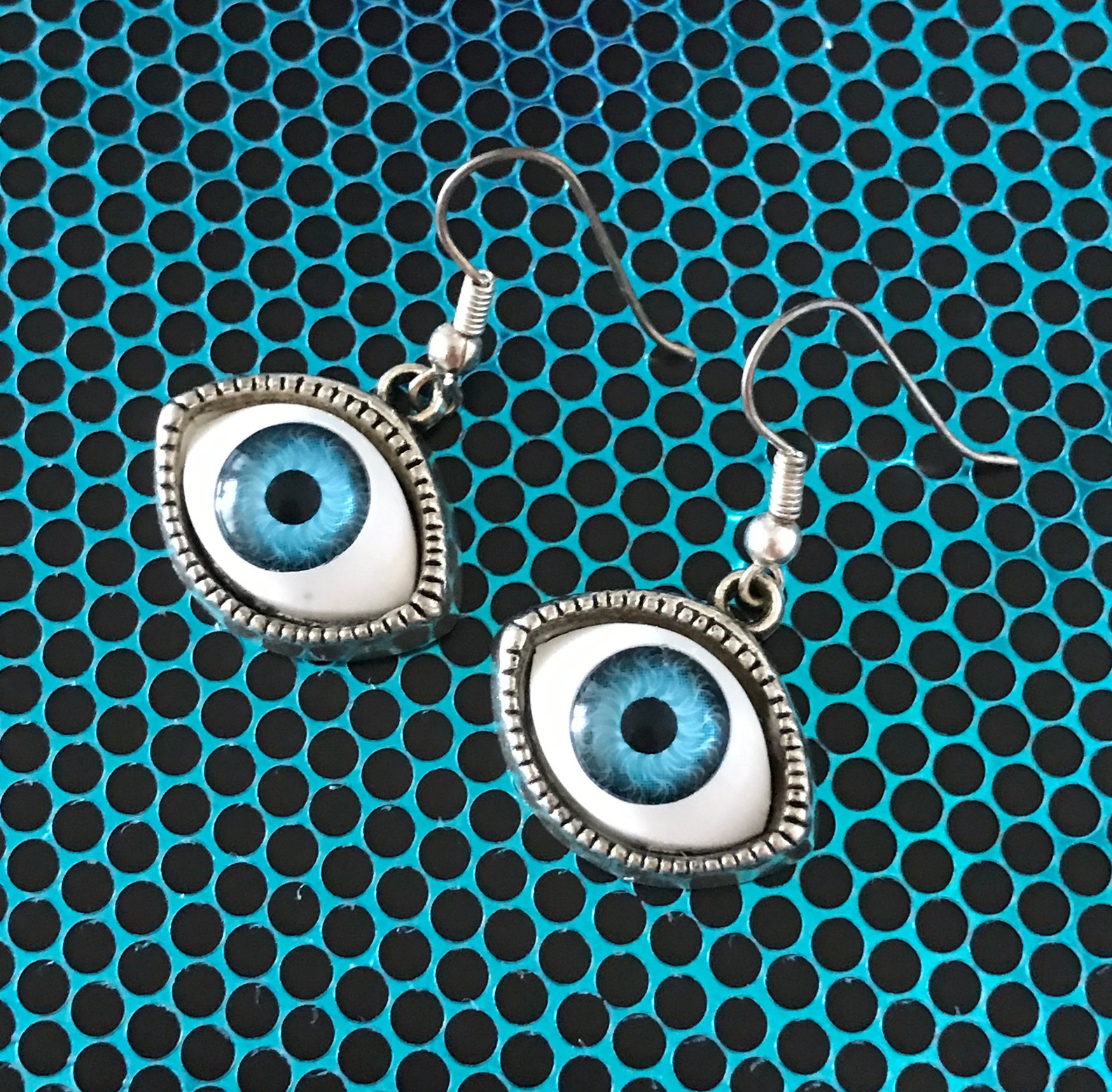 Amazing Evil Eye Earrings... Piercing Blue - Etsy UK
