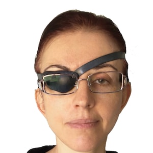 Handmade Slim Black or Brown Real Leather Eye Patch. Suitable for Permanent Use. Medical eyepatch for Left or Right Eye.
