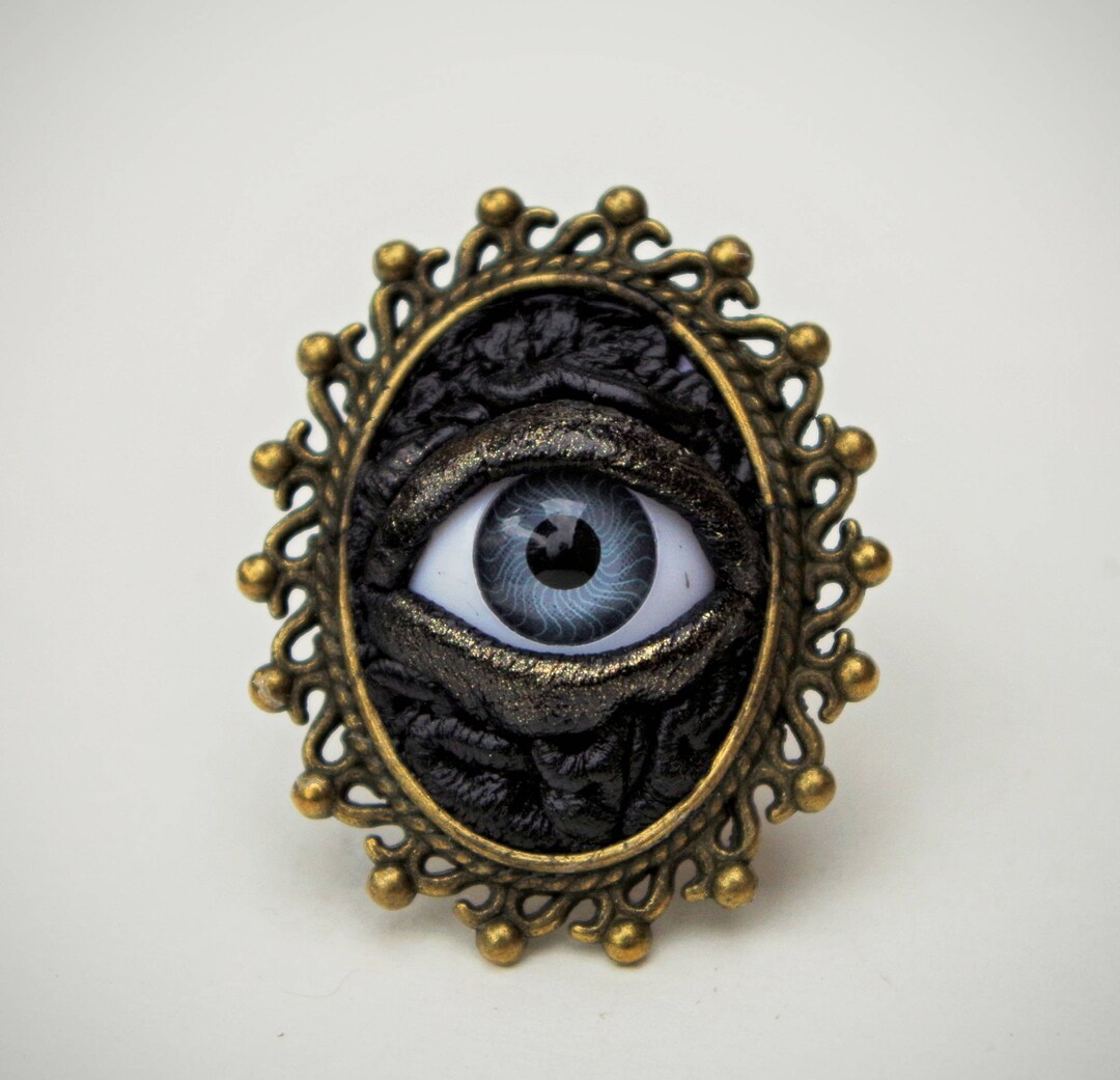 Black Antiqued Leather Gothic Style Ring. Steampunk Victorian Jewelry ...