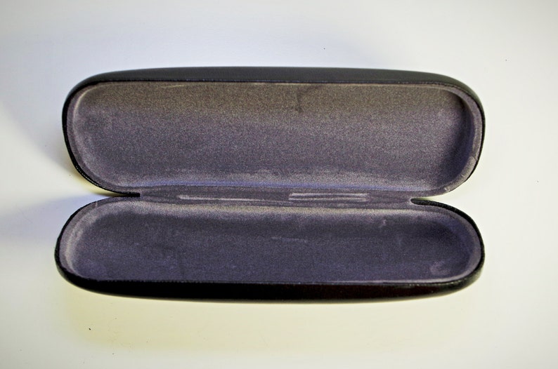 Black Clam Shell Leather Hard Case for Eyeglass Sunglasses Etsy