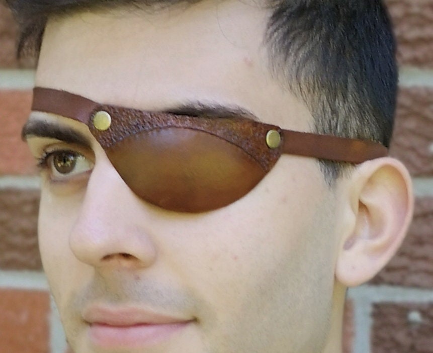 Handmade Black Brown Real Leather Eye Patch with Buckle. Medical, Adjustable, Cosplay, Halloween. Suitable for Permanent Use. for The Right or Left