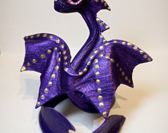 Handmade leather bracelet. Fantasy Dragon Cuff, Purple adjustable leather Dragon Bracelet, for Kids, for Girl, Boy