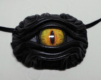 Black Leather Eye Patch Cosplay Larp Steampunk Pirate Captain Medical Stage Gothic style Halloween costume. Wicked Fashion