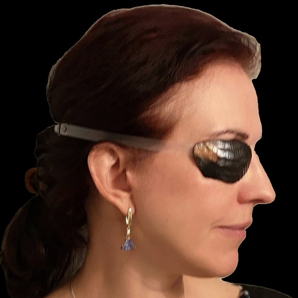 Leather Slim 3D Eye Patch. Snake skin. Suitable for Permanent Use and under glasses. Medical eyepatch for adults. For right or for left eye.