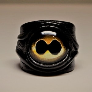 Adjustable  real leather ring. Statement ring. Horror leather ring. Anime ring. Halloween fantasy ring. Burning man costumes. Gamer ring.
