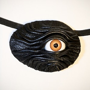 Handmade leather eye patch. Black  Cosplay Evil eye Steampunk Pirate Captain  Stage Gothic Halloween costume.