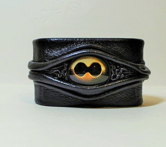 Handmade Leather bracelet cuff wristband for men women.   Halloween bracelet cuff. LARP. Wicked Fashion. Anime bracelet