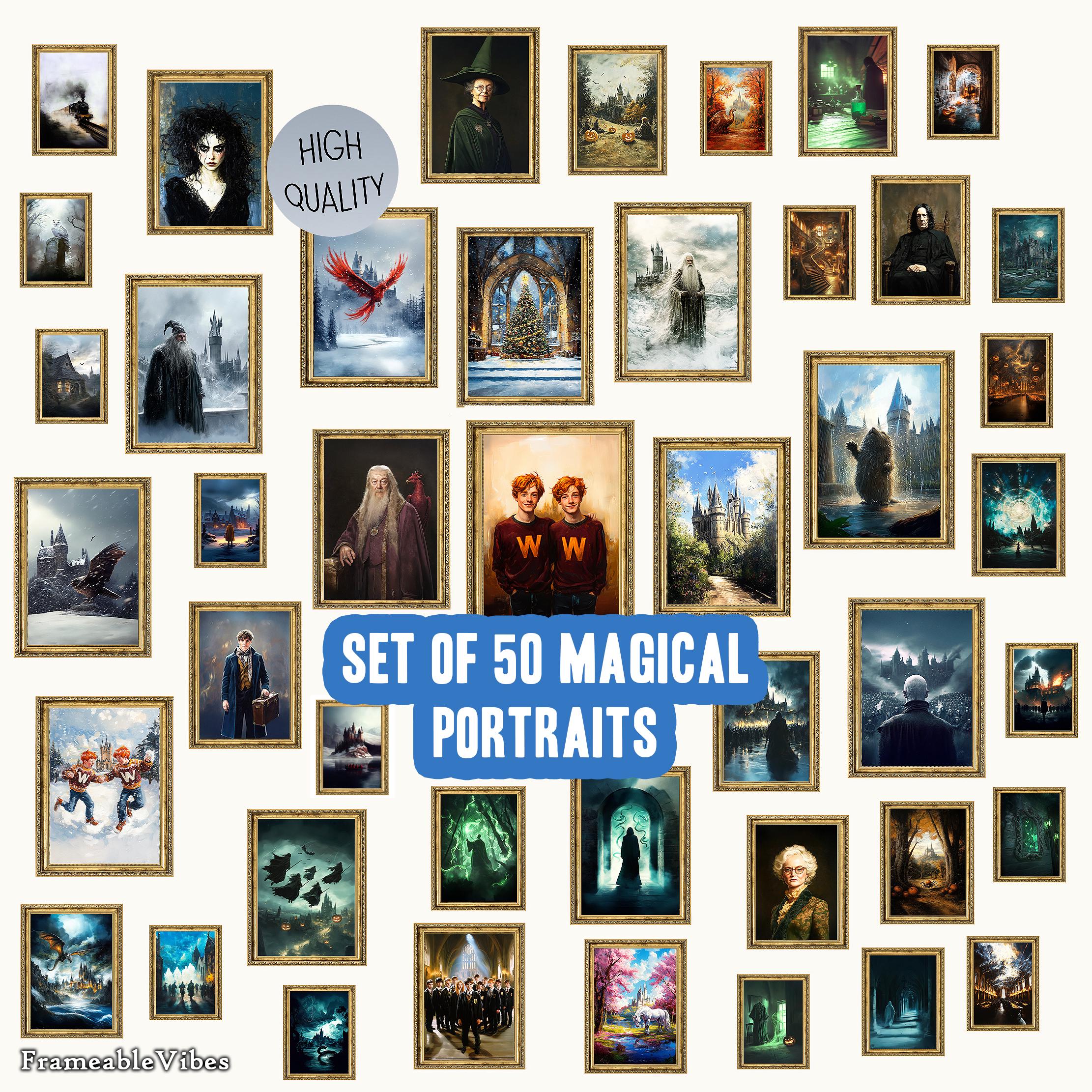 50 Magical Printable Portraits, Wizards Wall Art, PDF Digital Wizarding