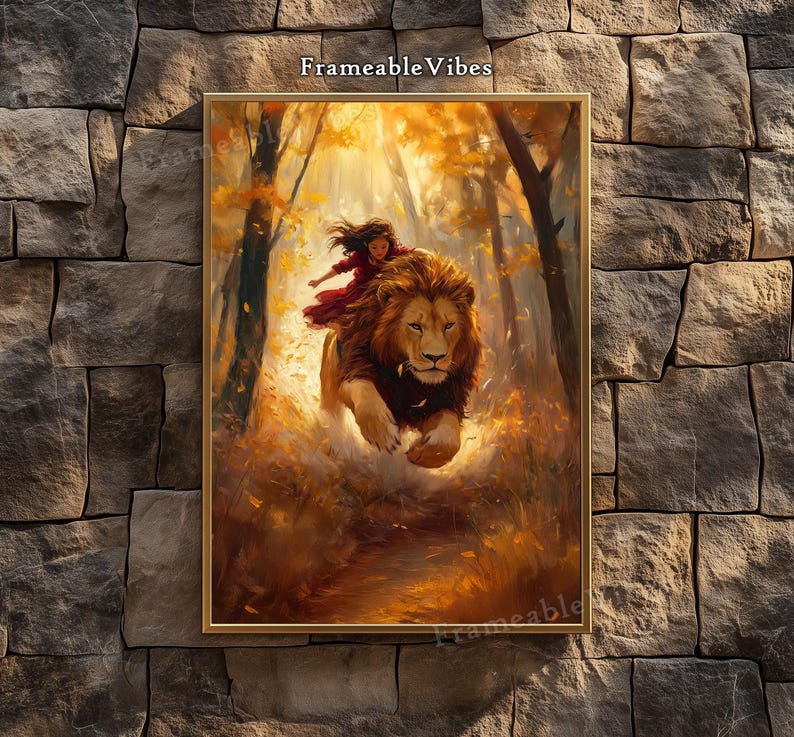 Aslan Wall Art, Printable Digital Home Decor, Fantasy Portrait, the ...