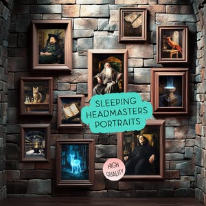 May include: A collection of framed portraits of Hogwarts headmasters, including Albus Dumbledore,  with the text "Sleeping Headmasters Portraits" and "High Quality" in the centre of the image.