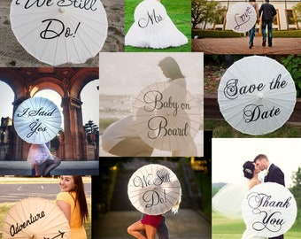 Sombrilla de boda personalizada con texto personalizado, paraguas para novia, despedida de soltera, aniversario, sesión de fotos, accesorio fotográfico