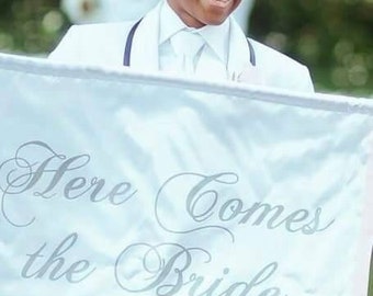 Wedding Ceremony Decor Bridal Accessory Banner Sign Here Comes the Bride Banner Ring Bearer Flower Girl Just Married Happily Ever After Sign