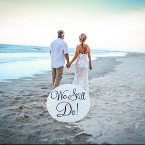 Wedding Vow Renewal Anniversary Umbrella Parasol Custom Sign Banner Photography Prop Ceremony Decor