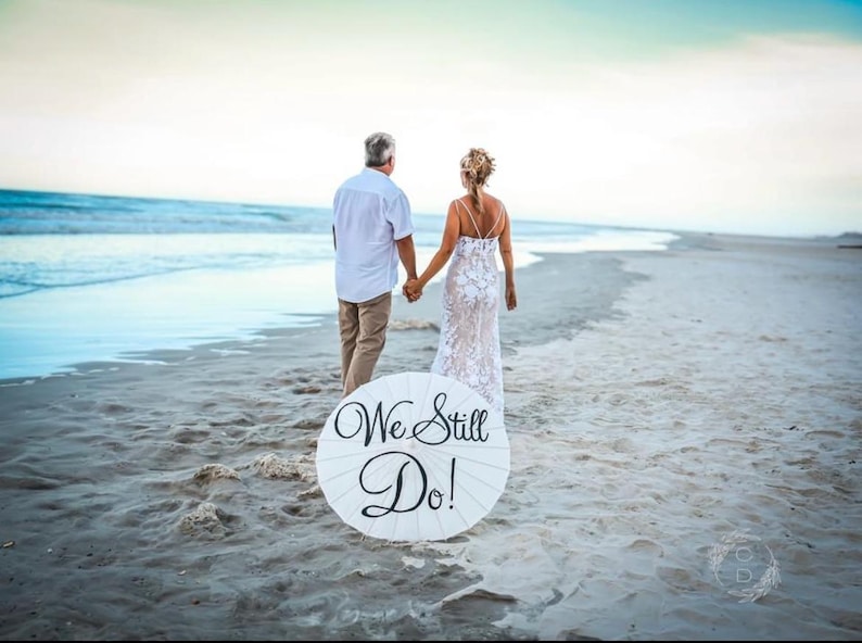 Wedding Vow Renewal Anniversary Umbrella Parasol Custom Sign Banner Photography Prop Ceremony Decor