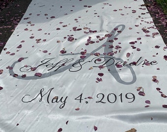 Outdoor Aisle Runner Wedding Isle Runner Ceremony Decor Hand Painted Custom Aisle Runner White Reak Fabric No Tear Aisle Runner