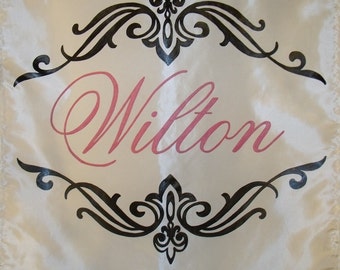 Camino de mesa de boda personalizado: Fondo con monograma personalizado para decoración de recepción y despedida de soltera