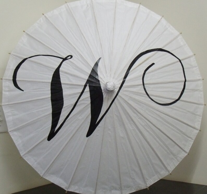 Parasol Umbrella Wedding Monogram Custom Initial Photo Prop Decoration White Ivory Umbrella Ceremony Decor Wedding Ceremony Decor