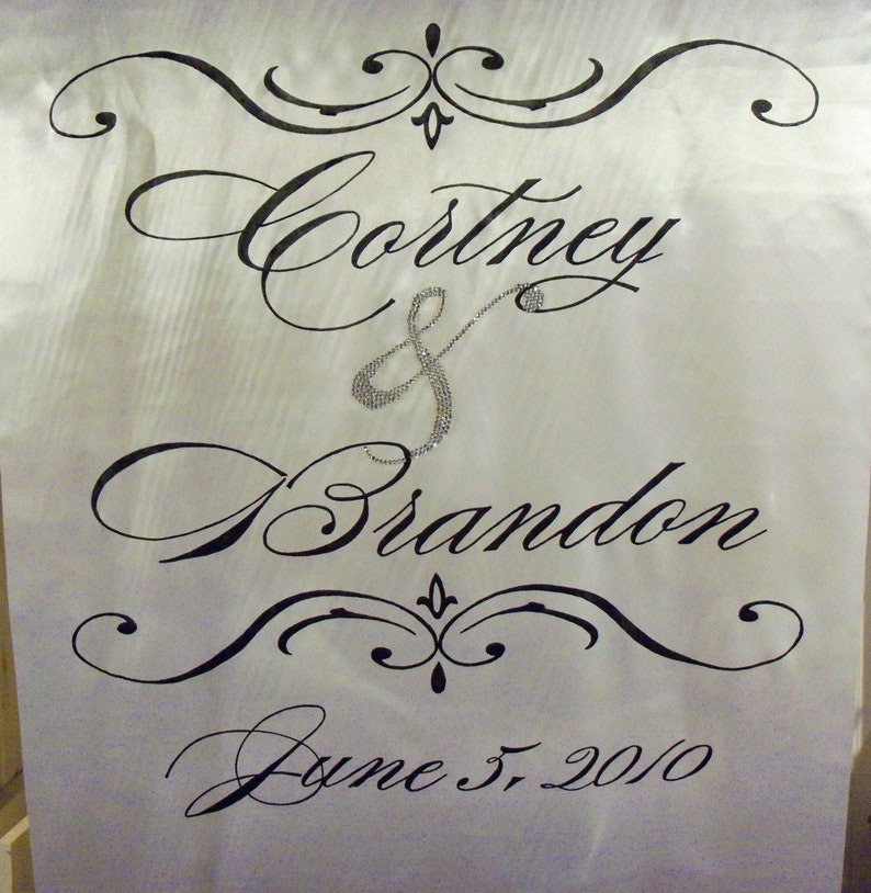 Aisle Runner Wedding Ceremony Decor Custom Real Fabric Isle Runner Decoration Personalized Monogram Hand Painted 25 Foot Runner image 1